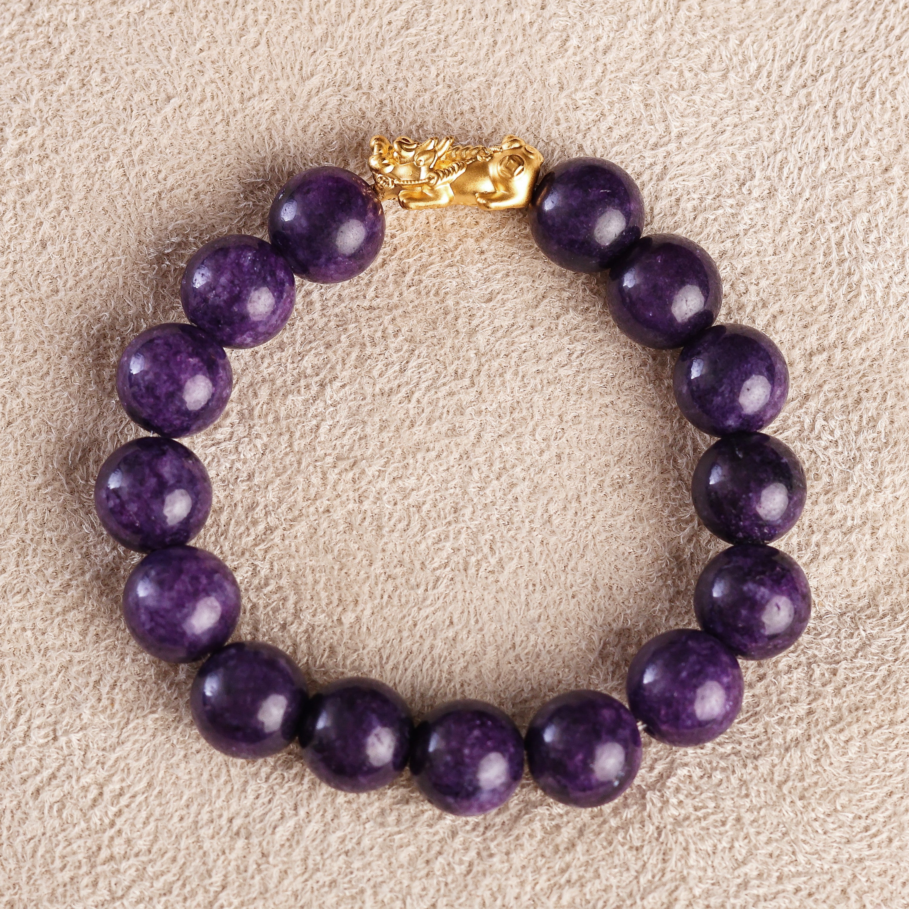 Pi Yao Charm and Purple Amethyst Bracelet