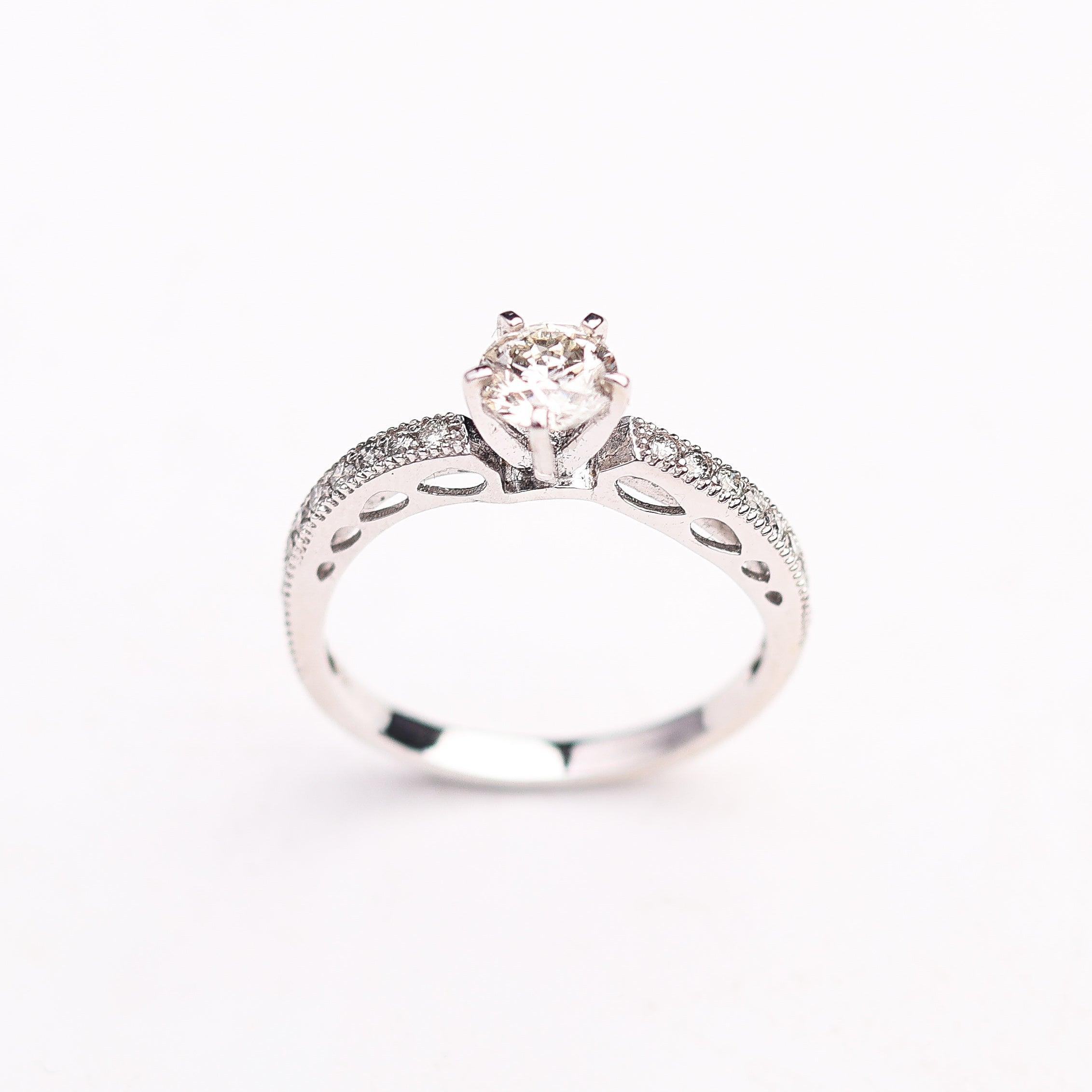 Milgrain Pavé Solitaire Ring