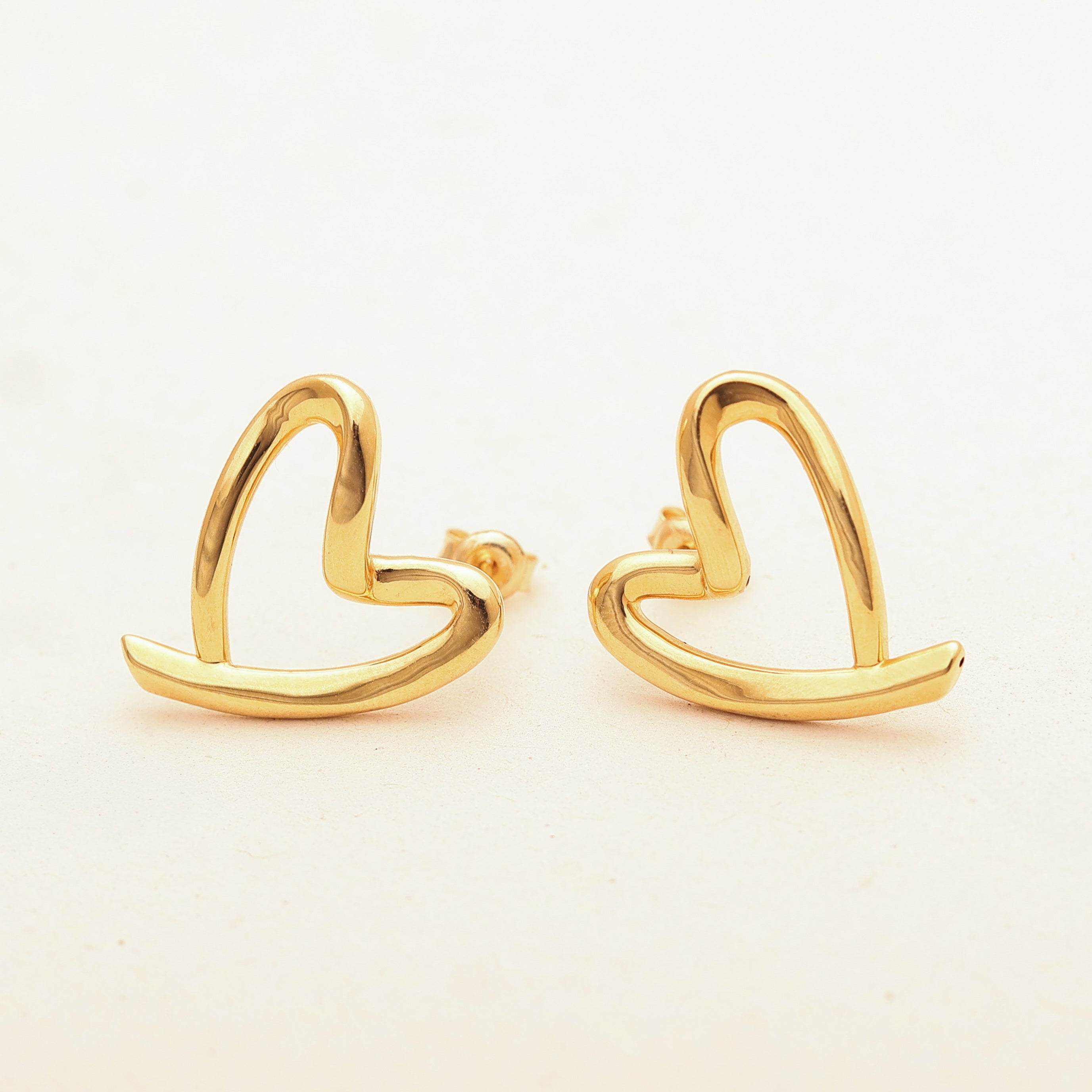 Open Heart Stud Earrings