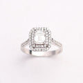 Double Halo Emerald-Cut Ring
