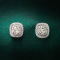 Double Halo Cushion Cut Earrings