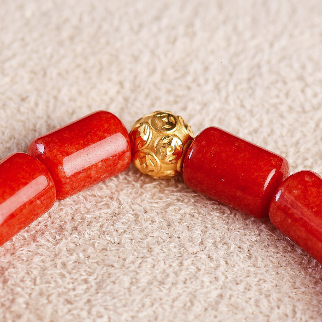 Fortune Ball and Red Coral Charm Bracelet