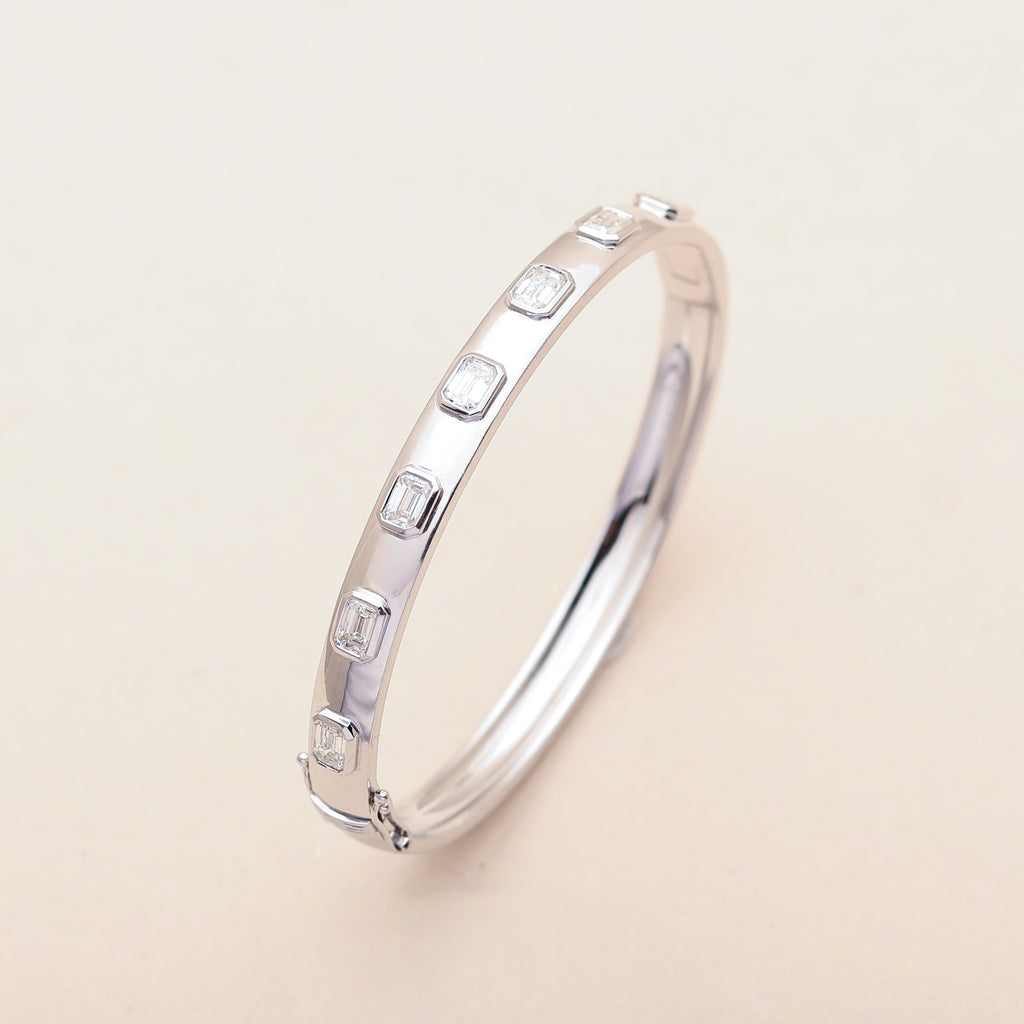 Emerald Cut Diamond Bangle