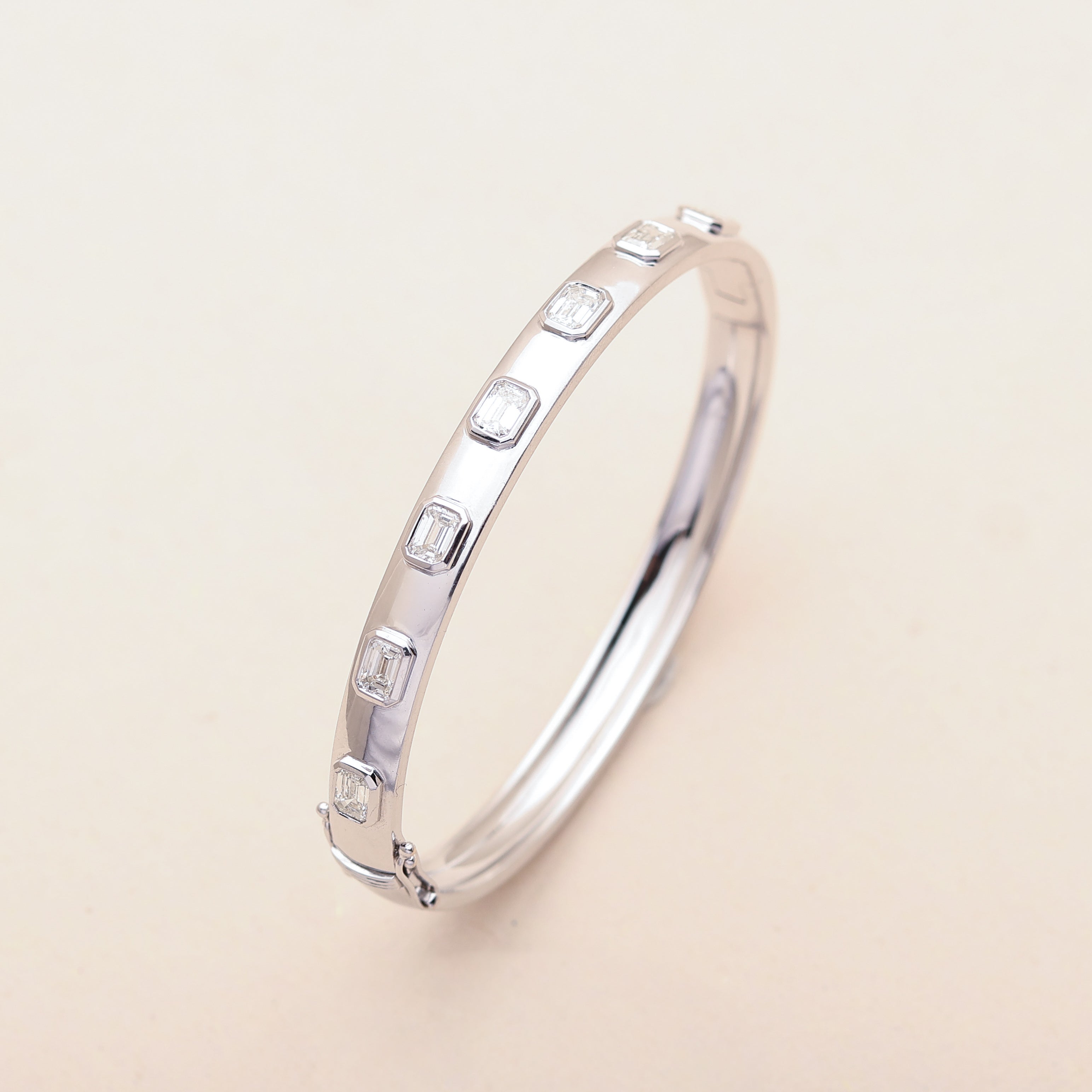 Emerald Cut Diamond Bangle