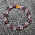 Lotus Flower Charm with Rose and Strawberry Quartz