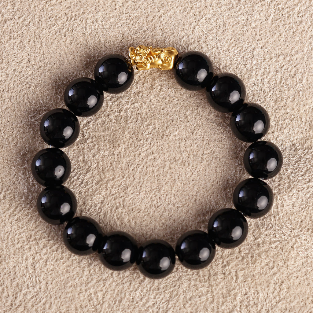 Pi Yao Charm and Black Obsidian Bracelet
