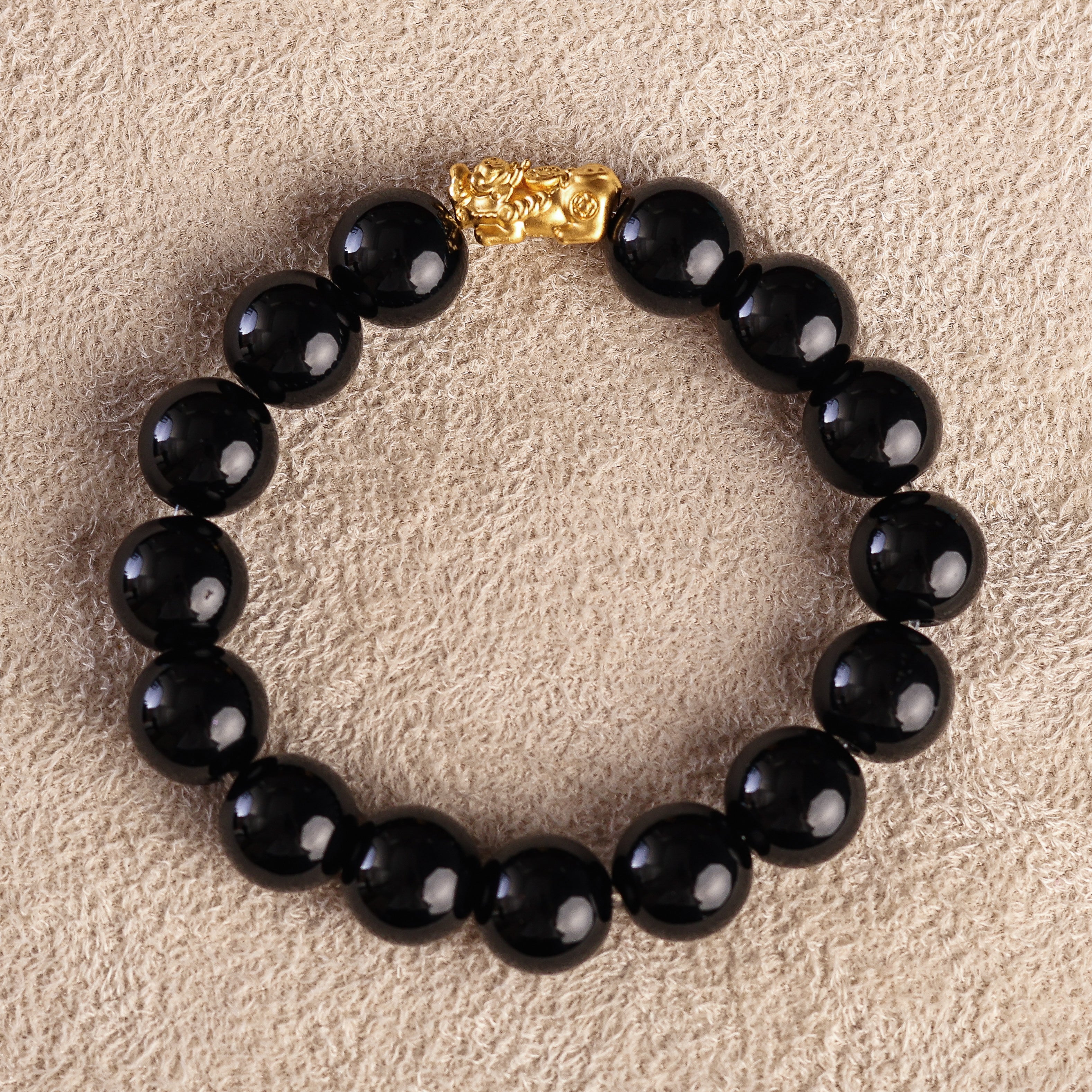 Pi Yao Charm and Black Obsidian Bracelet