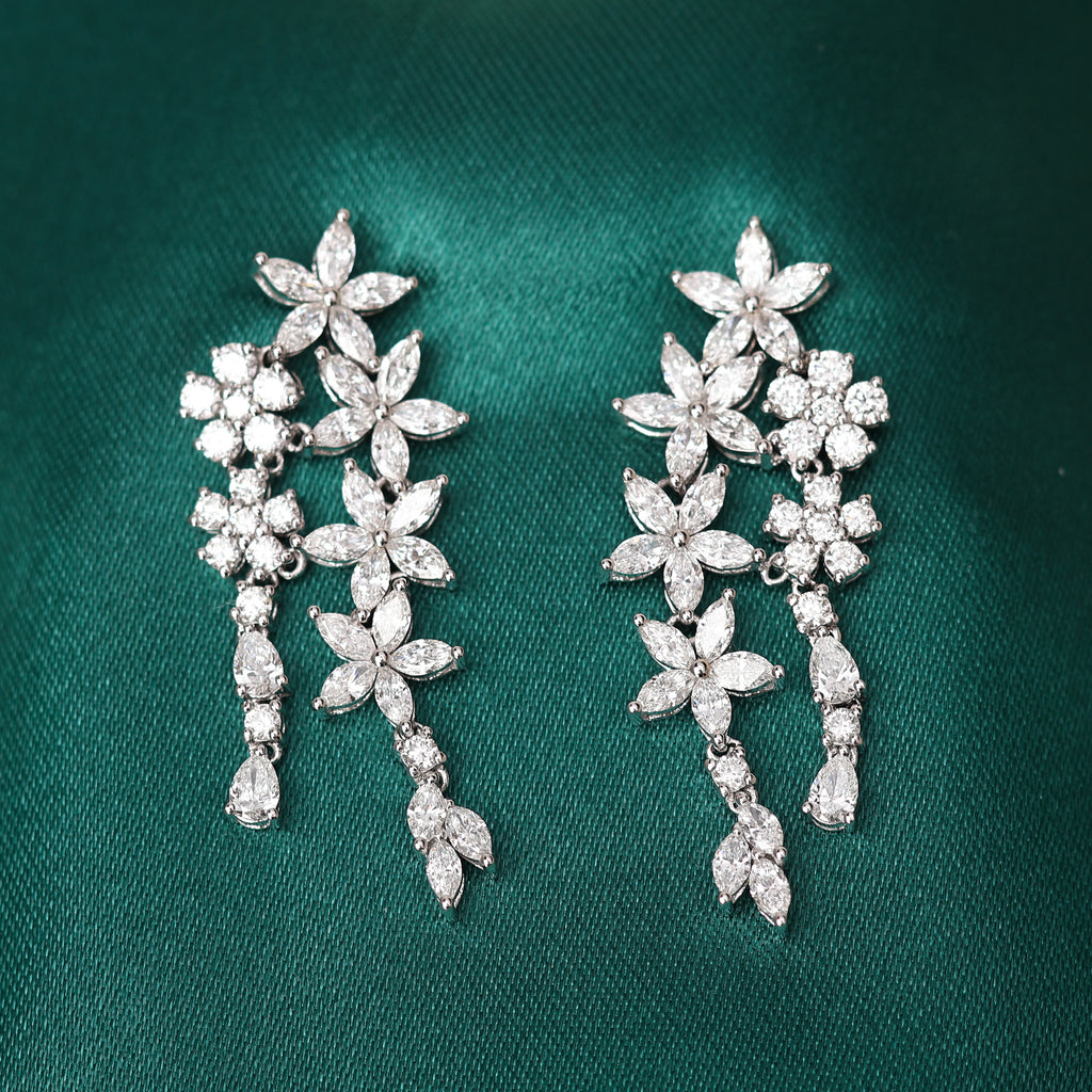 Diamond Floral Statement Earrings