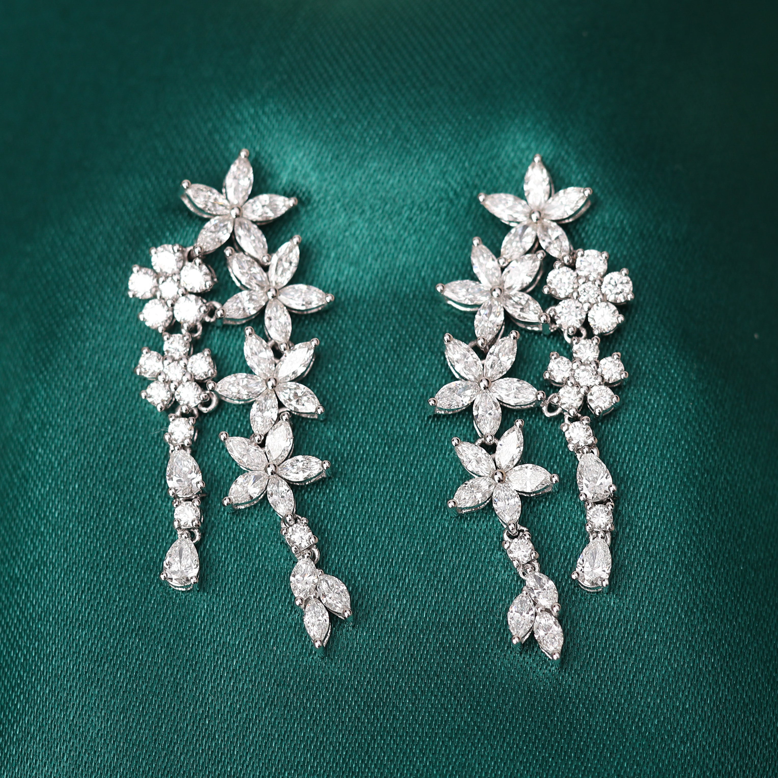 Diamond Floral Statement Earrings
