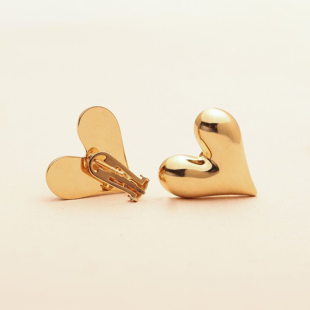 Pillow Heart Clip Earrings