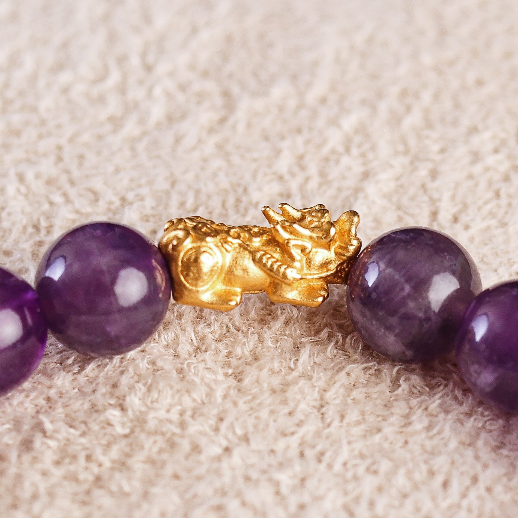 Pi Yao Charm and Purple Amethyst Bracelet