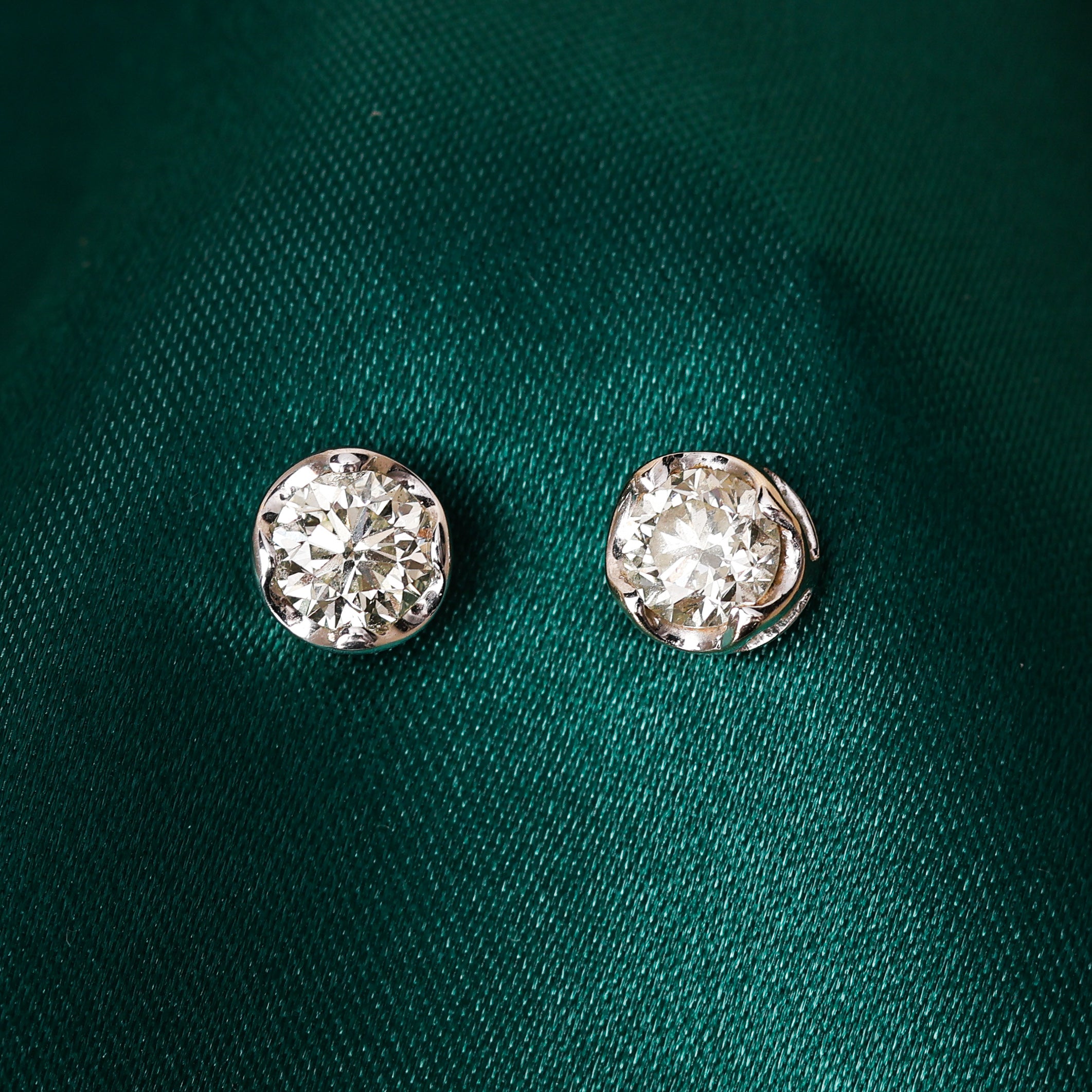 Bezel Diamond Stud Earrings
