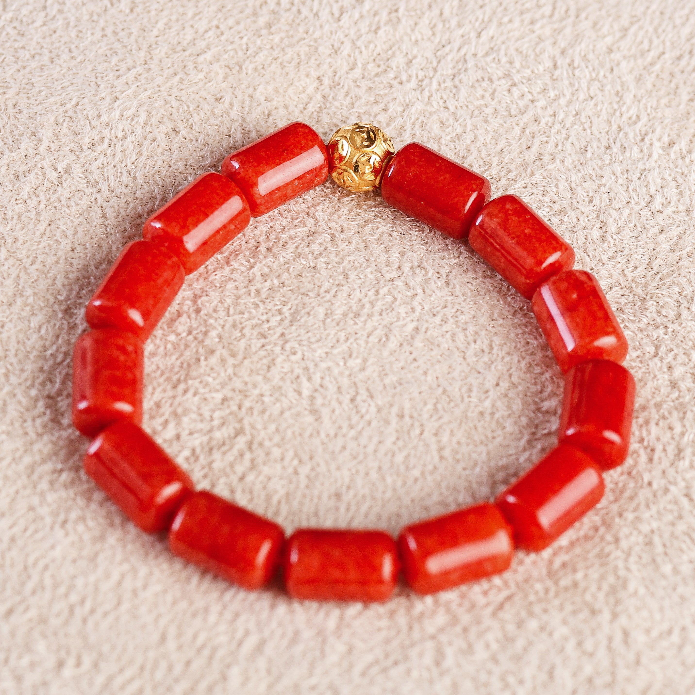 Fortune Ball and Red Coral Charm Bracelet