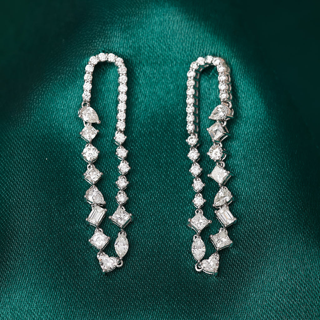 Multi-Shape Diamond Drop Earrings