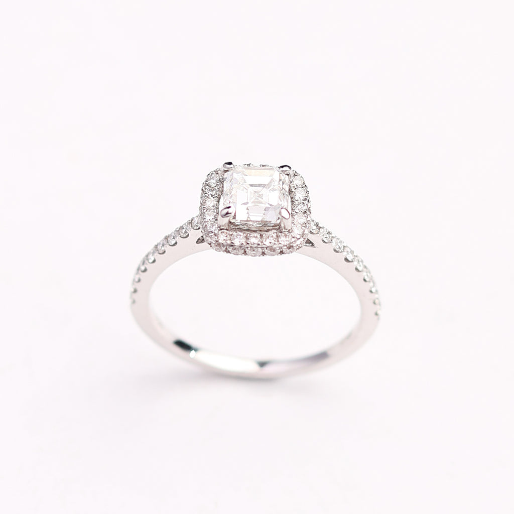 Asscher Halo Engagement Ring