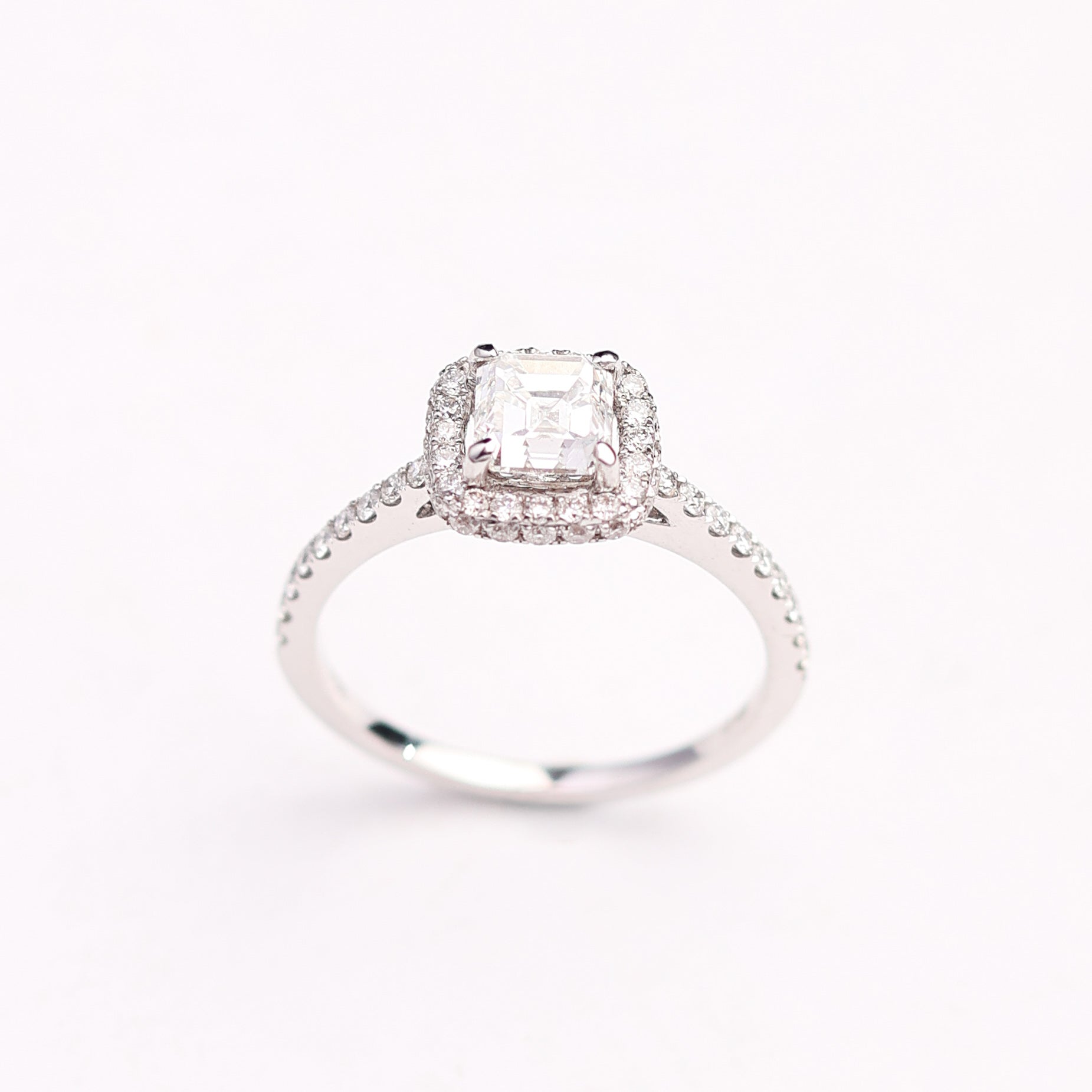 Asscher Halo Engagement Ring