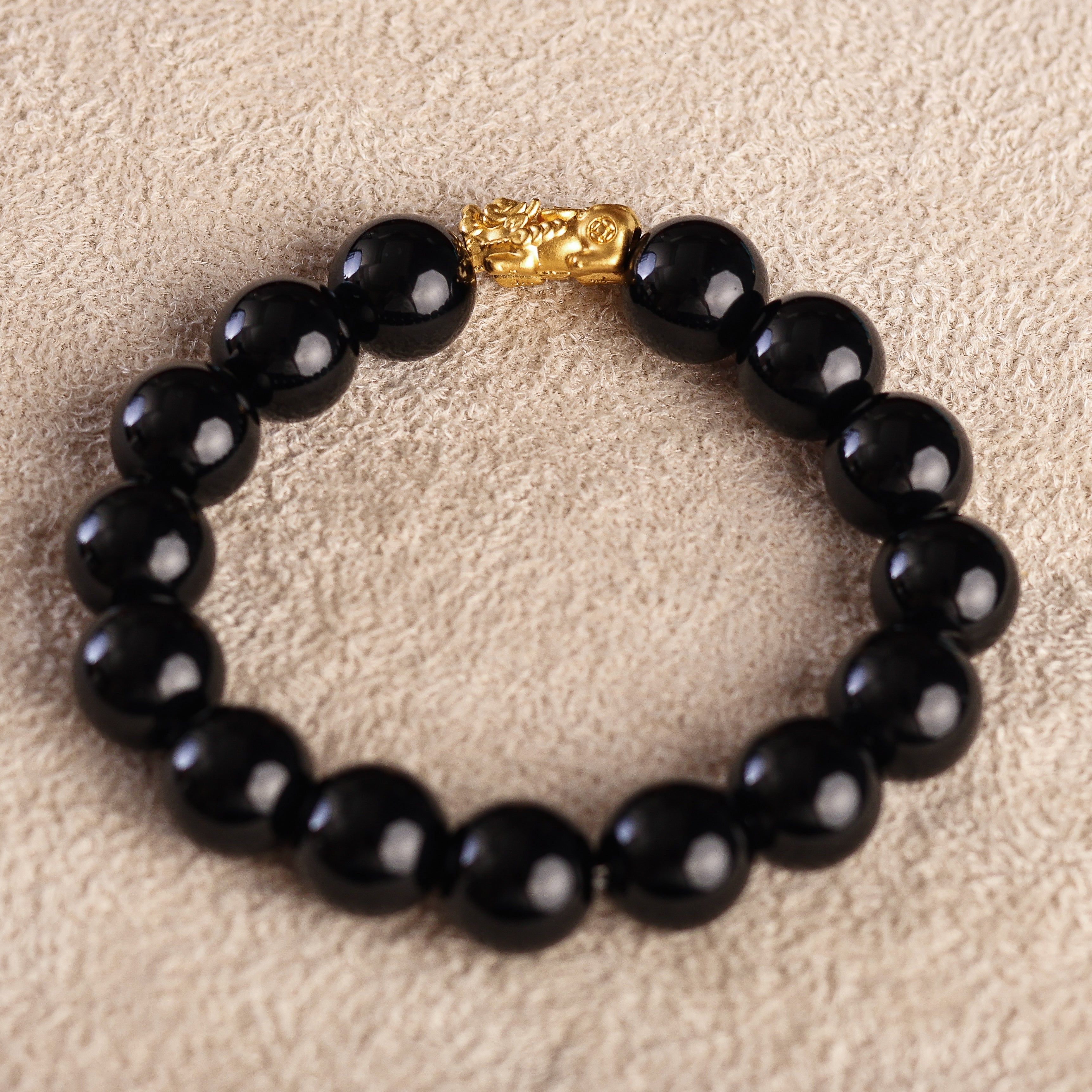 Pi Yao Charm and Black Obsidian Bracelet