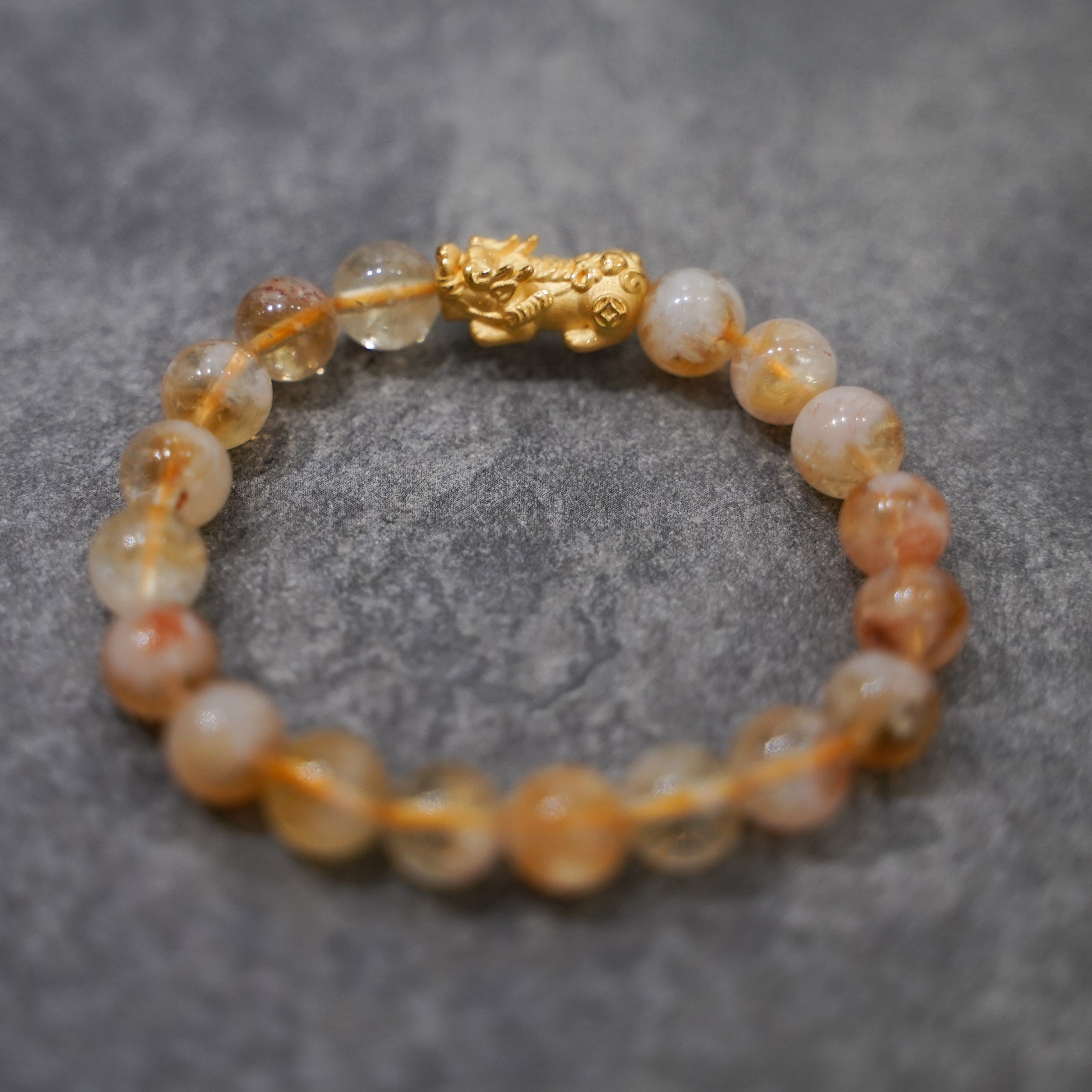 Pi Yao Charm and Yellow Citrine Bracelet