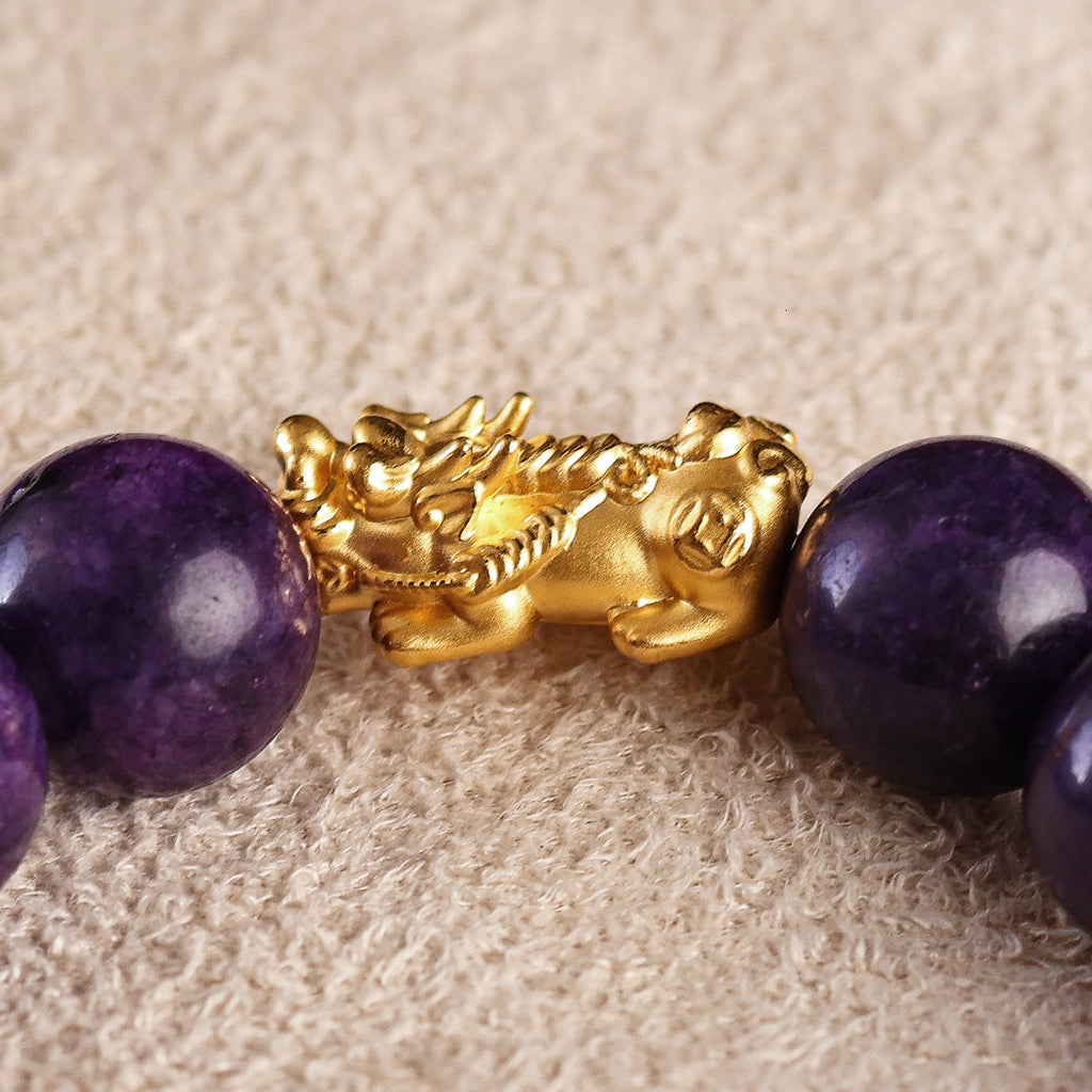 Pi Yao Charm and Purple Amethyst Bracelet