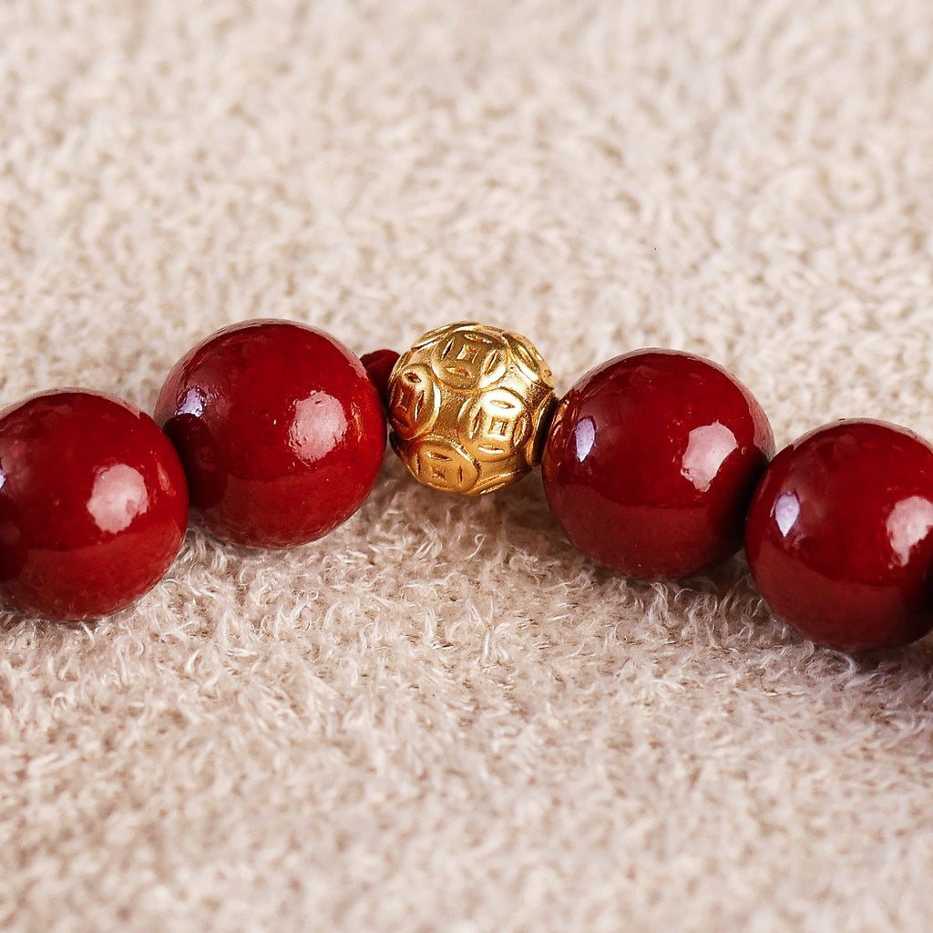 Fortune Ball Charm and Red Cinnabar Bracelet