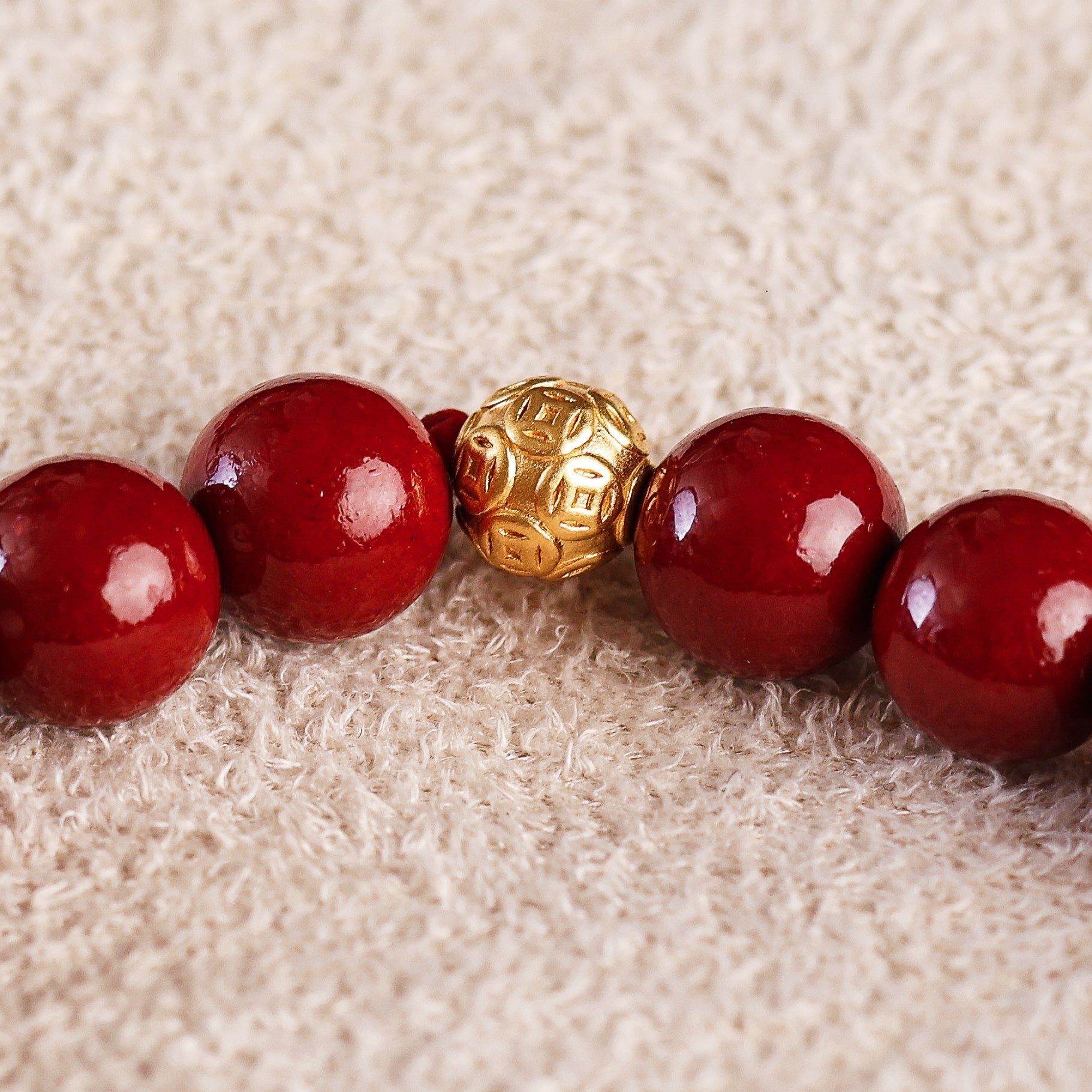 Fortune Ball Charm and Red Cinnabar Bracelet