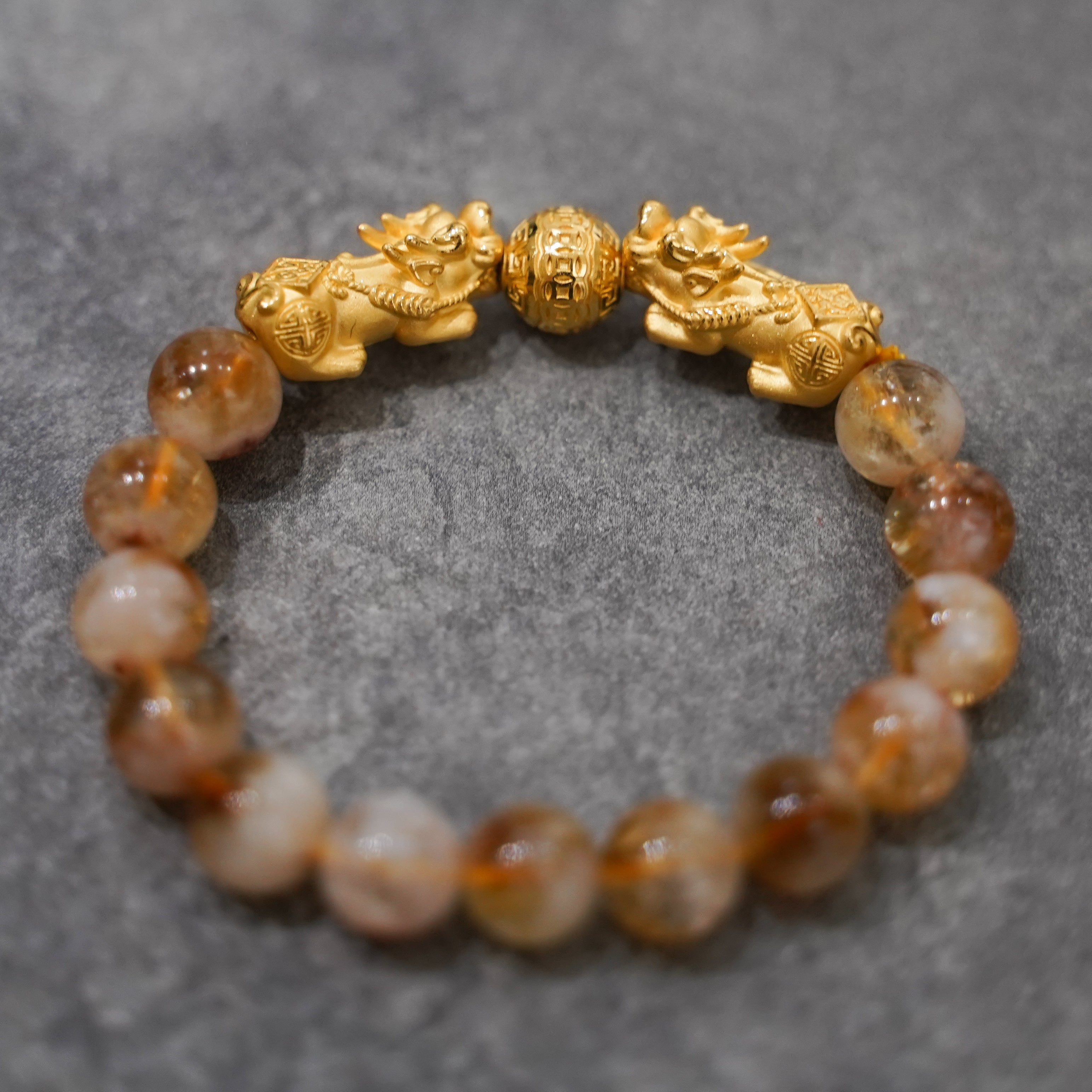 Fortune Ball + Double Pi Yao Charm and Yellow Citrine Bracelet