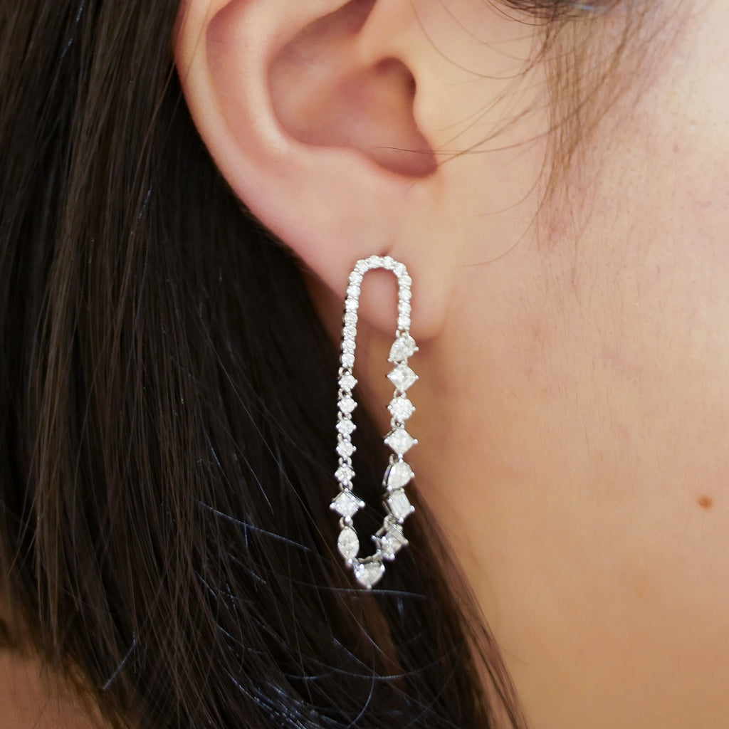 Multi-Shape Diamond Drop Earrings