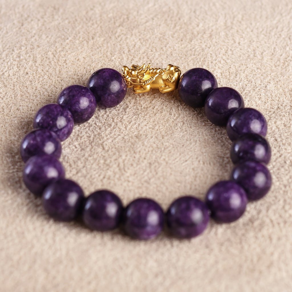 Pi Yao Charm and Purple Amethyst Bracelet