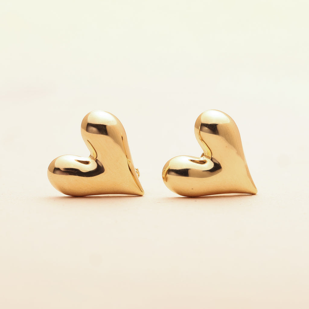Pillow Heart Clip Earrings