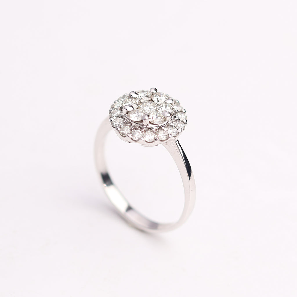 Round Diamond Halo Cluster Ring
