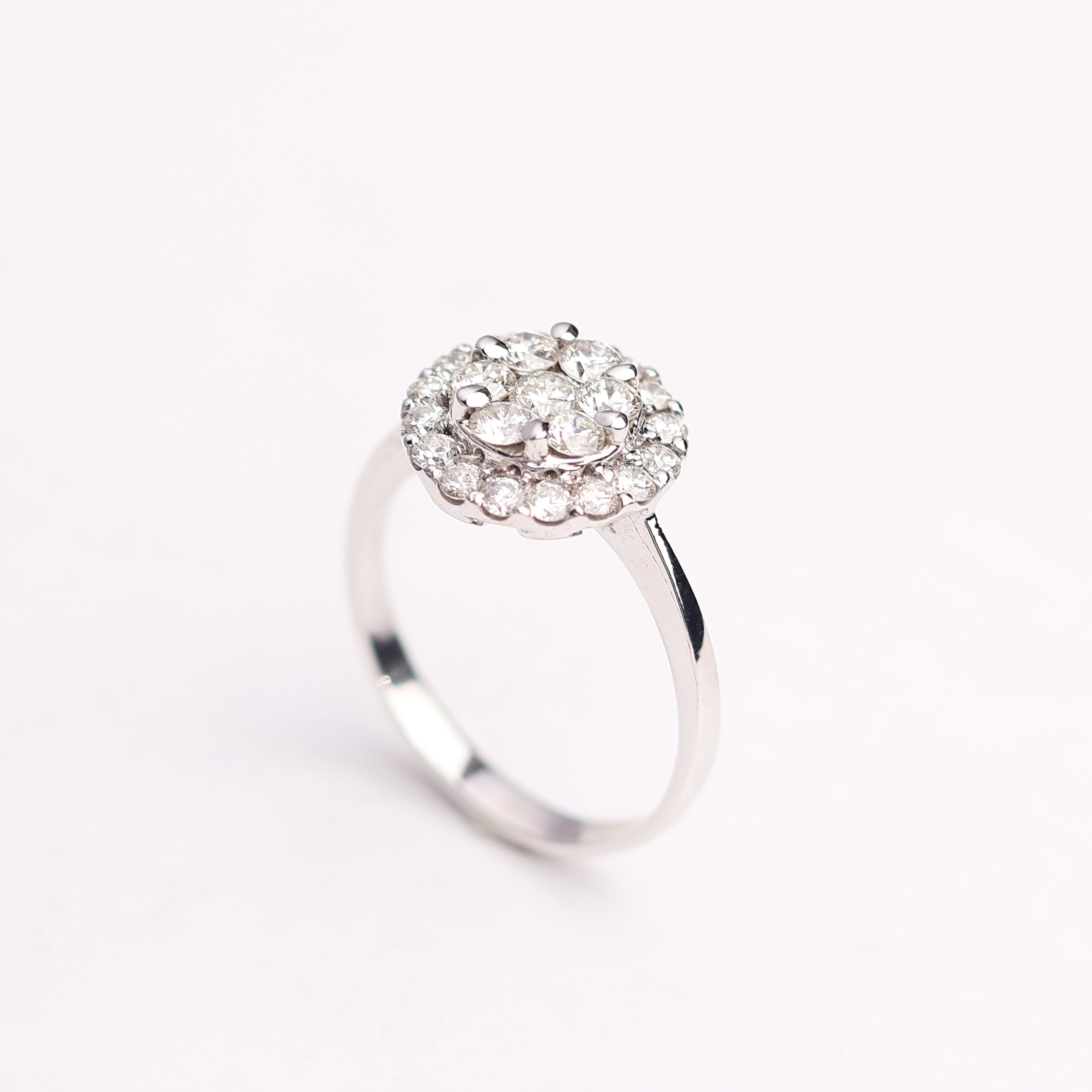 Round Diamond Halo Cluster Ring