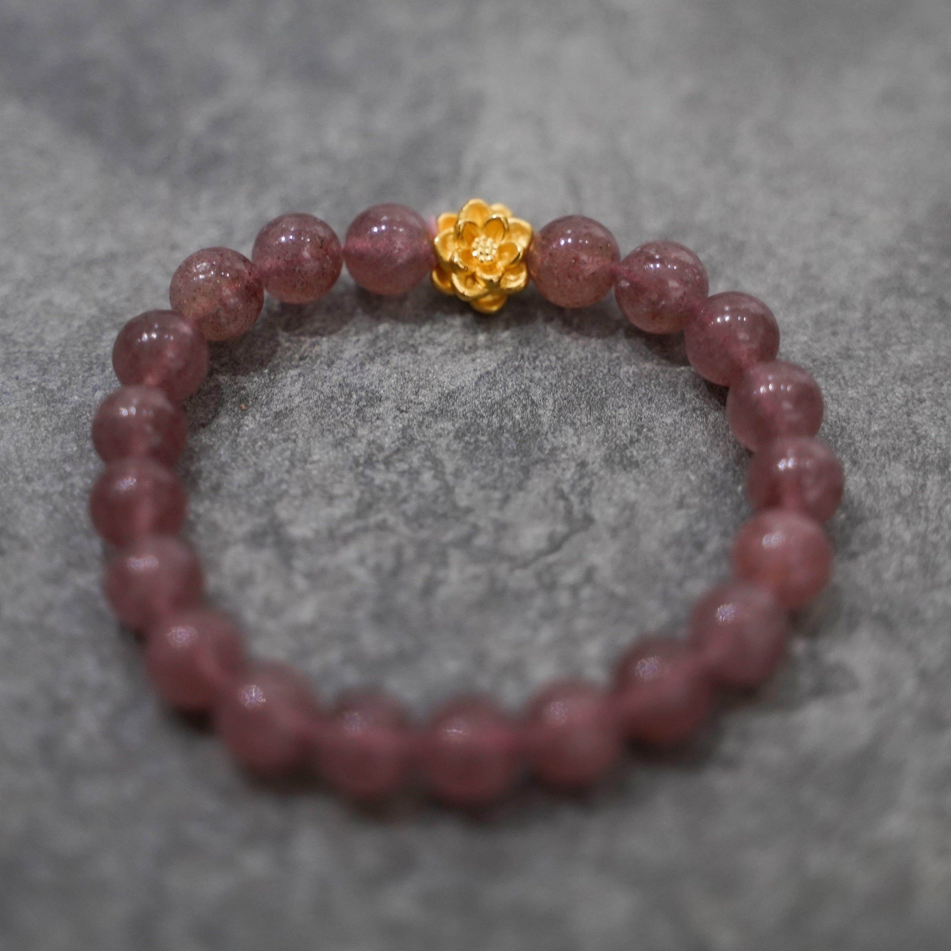 Lotus Flower Charm with Strawberry Quartz