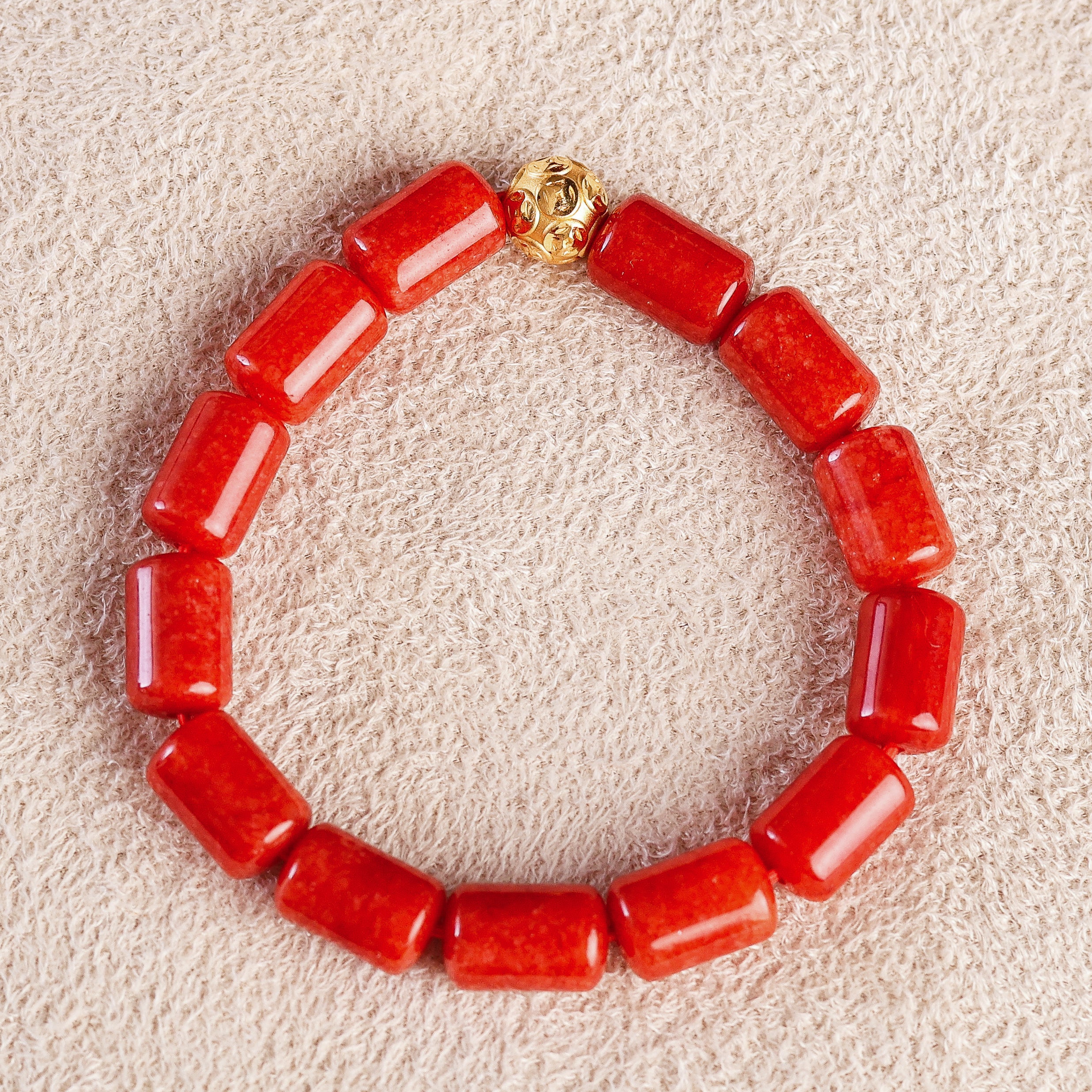 Fortune Ball and Red Coral Charm Bracelet