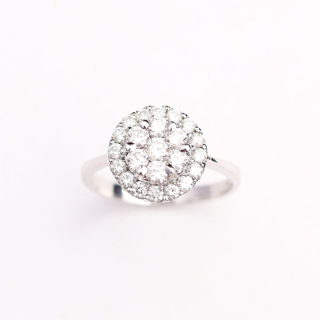 Round Diamond Halo Cluster Ring