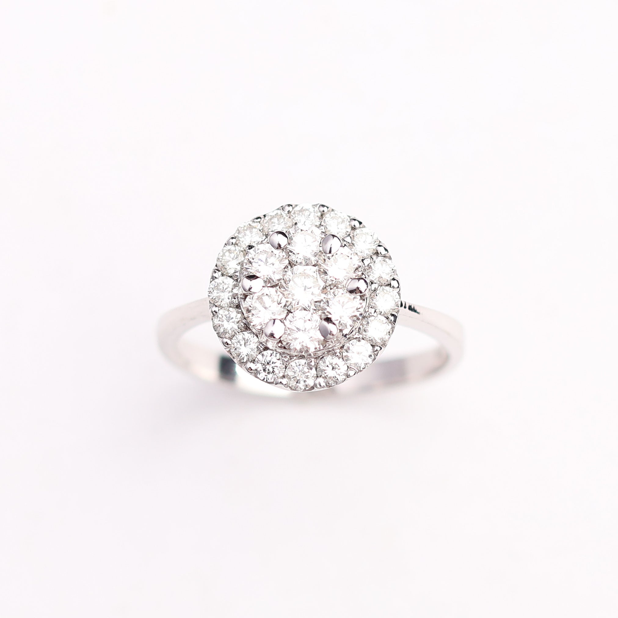Round Diamond Halo Cluster Ring