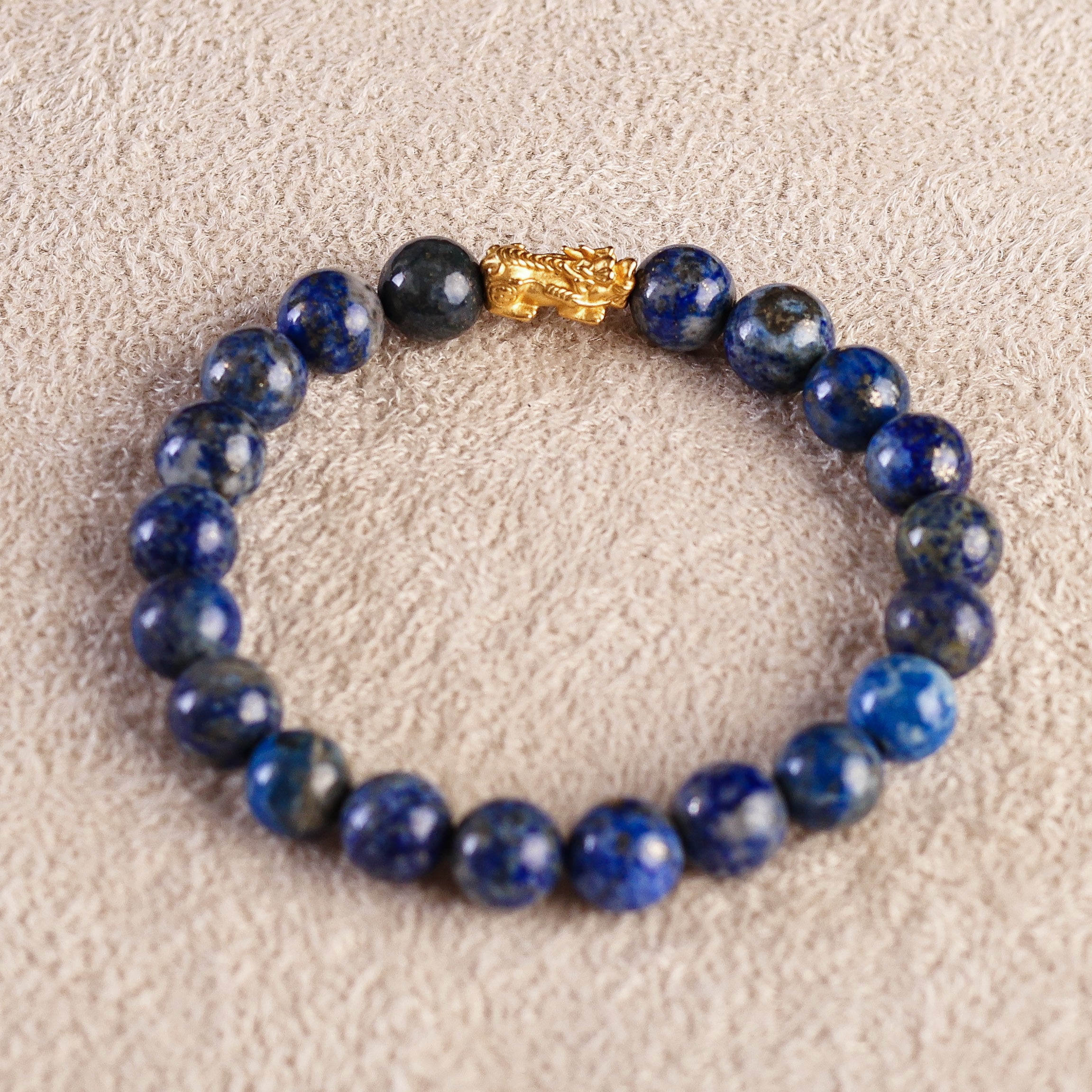 Pi Yao Charm and Blue Lapis Lazuli Bracelet
