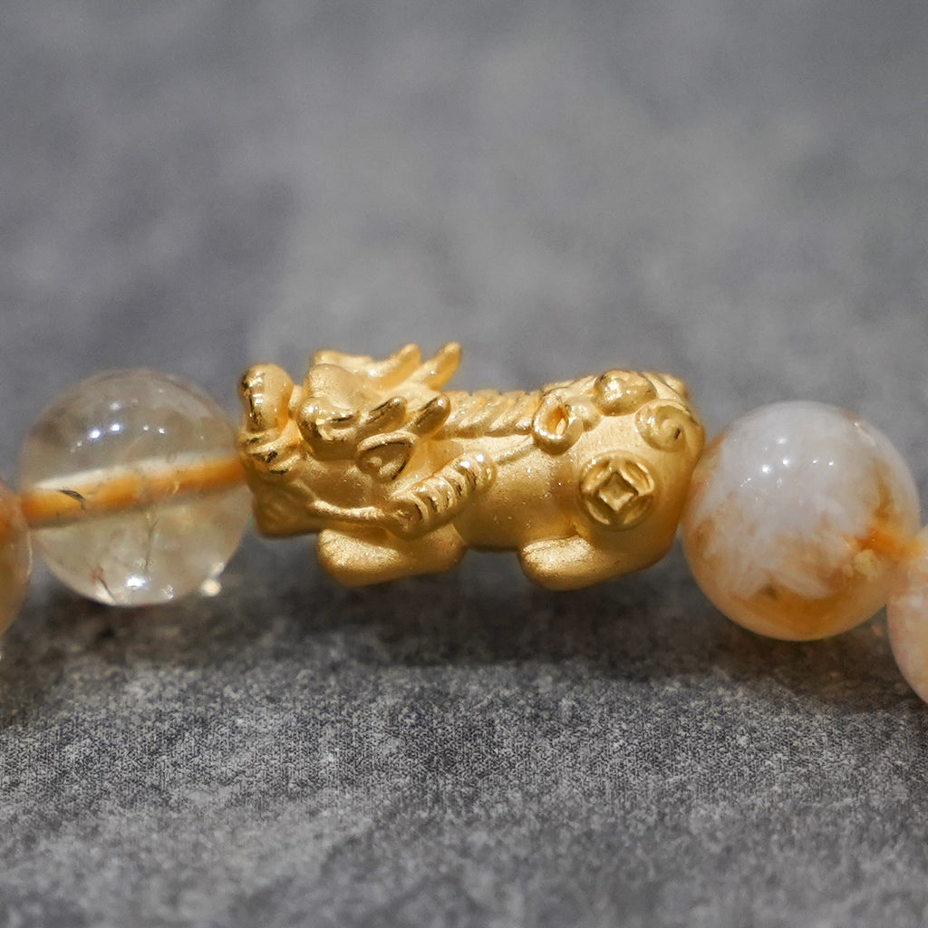 Pi Yao Charm and Yellow Citrine Bracelet
