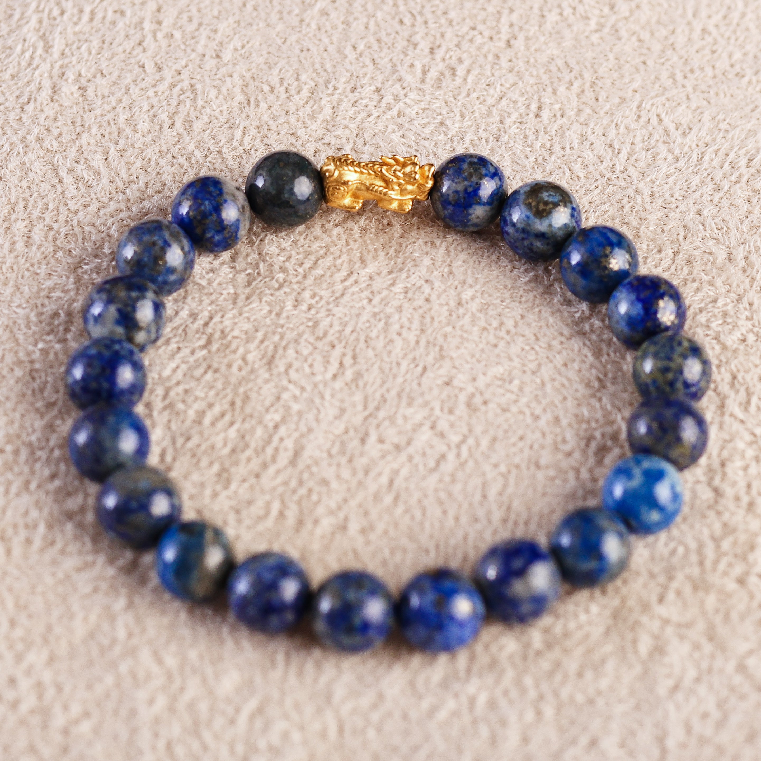 Pi Yao Charm and Blue Lapis Lazuli Bracelet