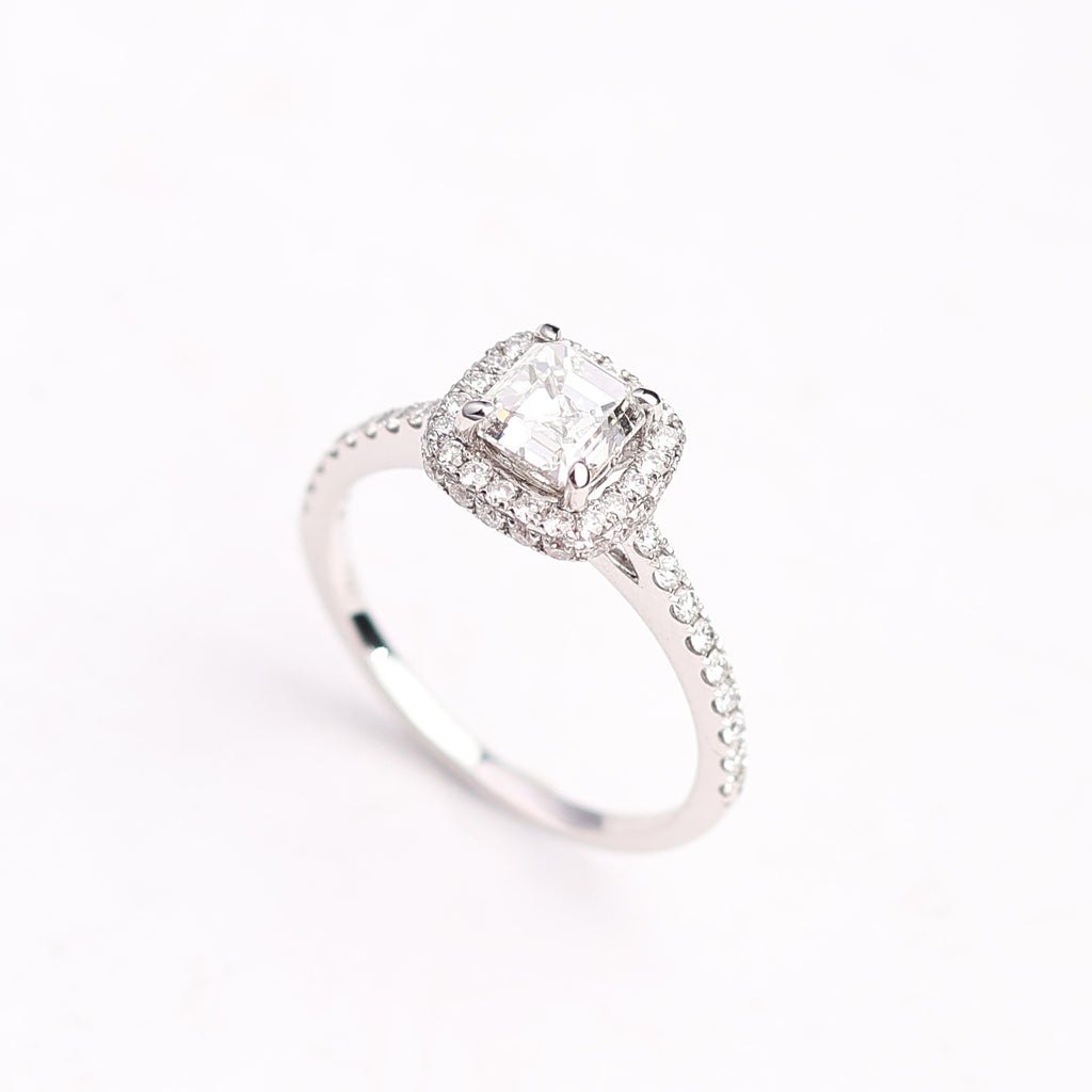 Asscher Halo Engagement Ring
