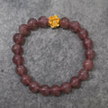 Lotus Flower Charm with Strawberry Quartz