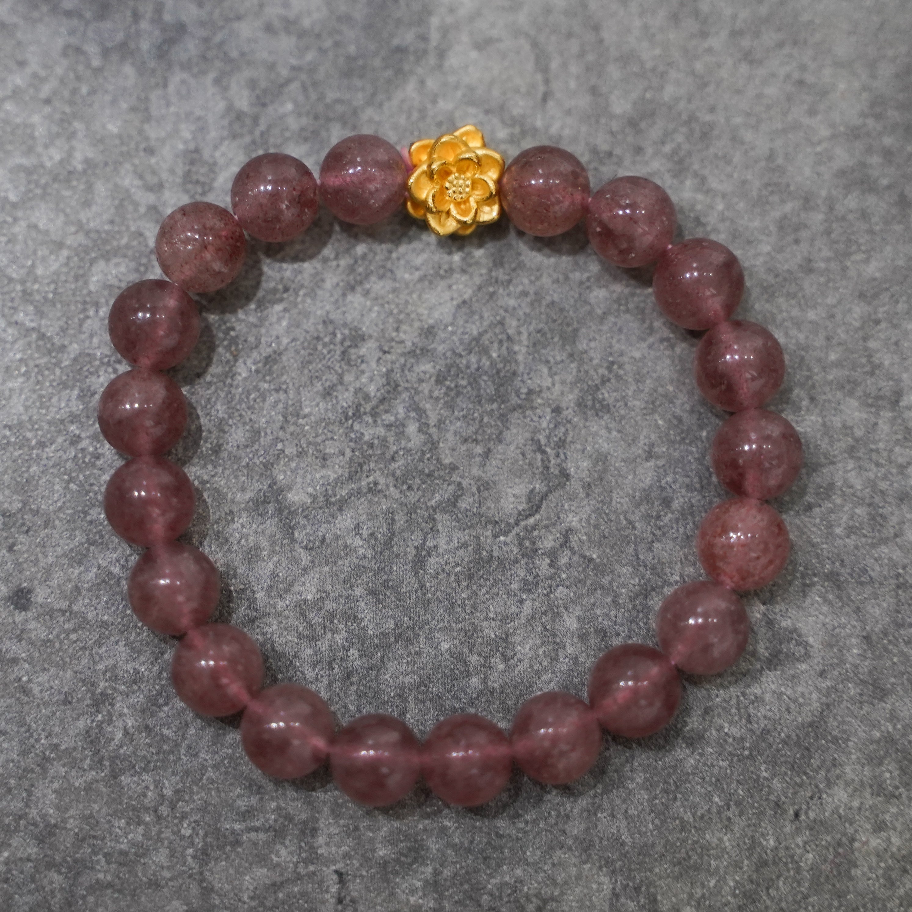 Lotus Flower Charm with Strawberry Quartz