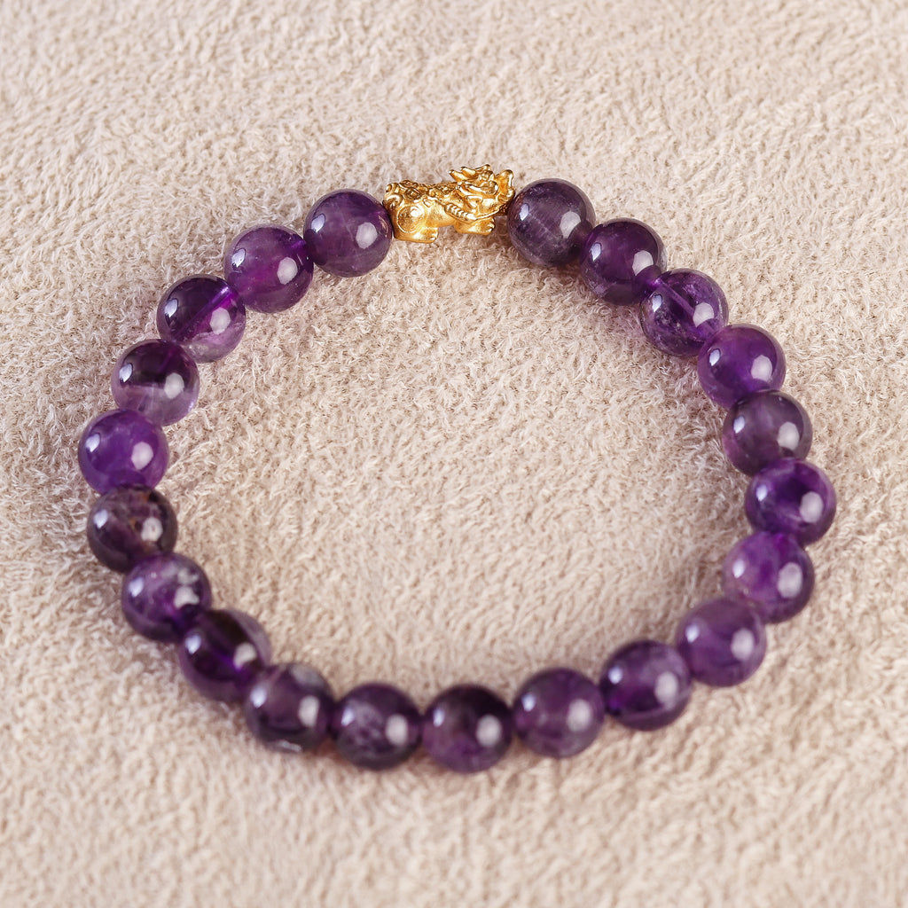 Pi Yao Charm and Purple Amethyst Bracelet