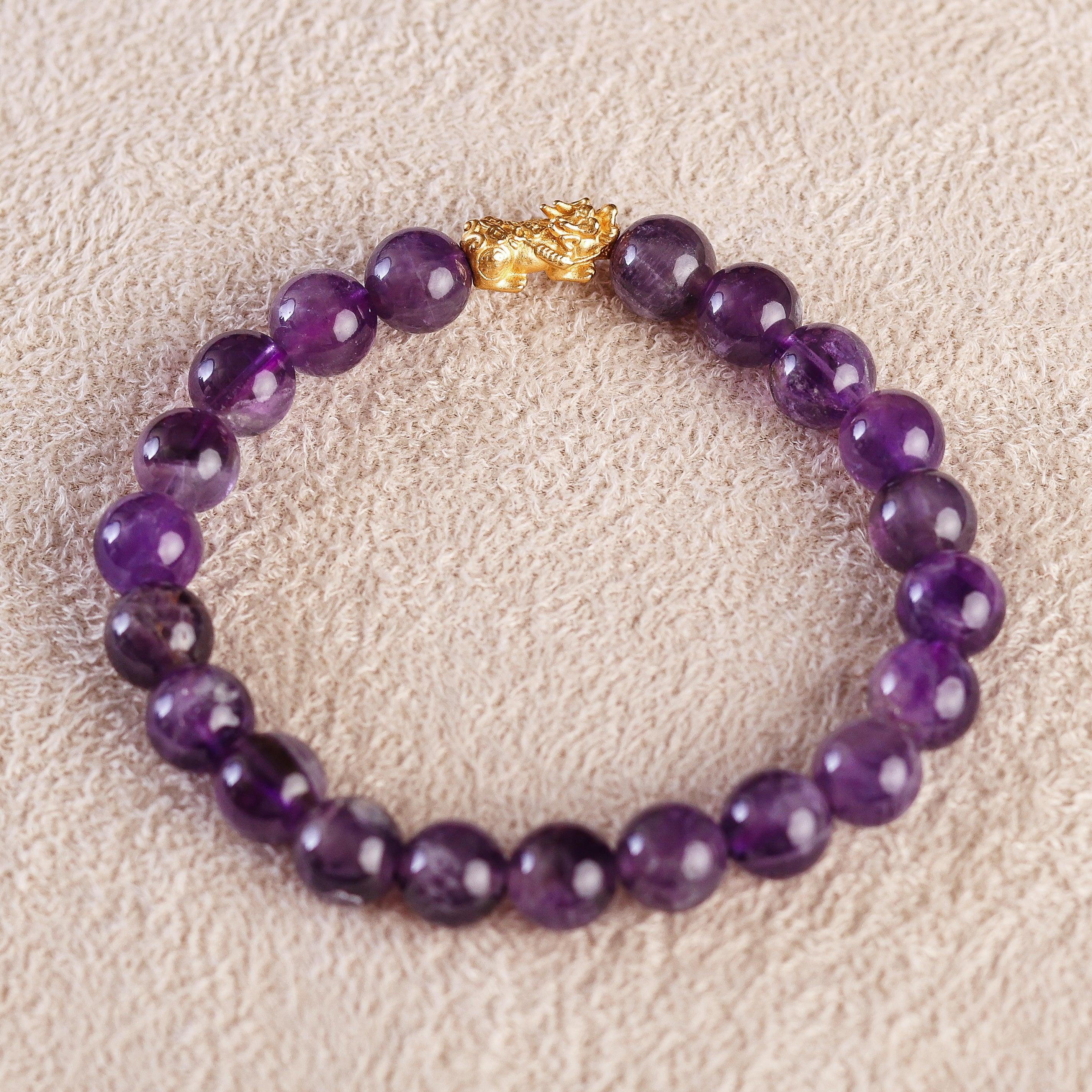 Pi Yao Charm and Purple Amethyst Bracelet