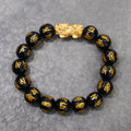 Pi Yao Charm and Mantra Black Onyx Bracelet
