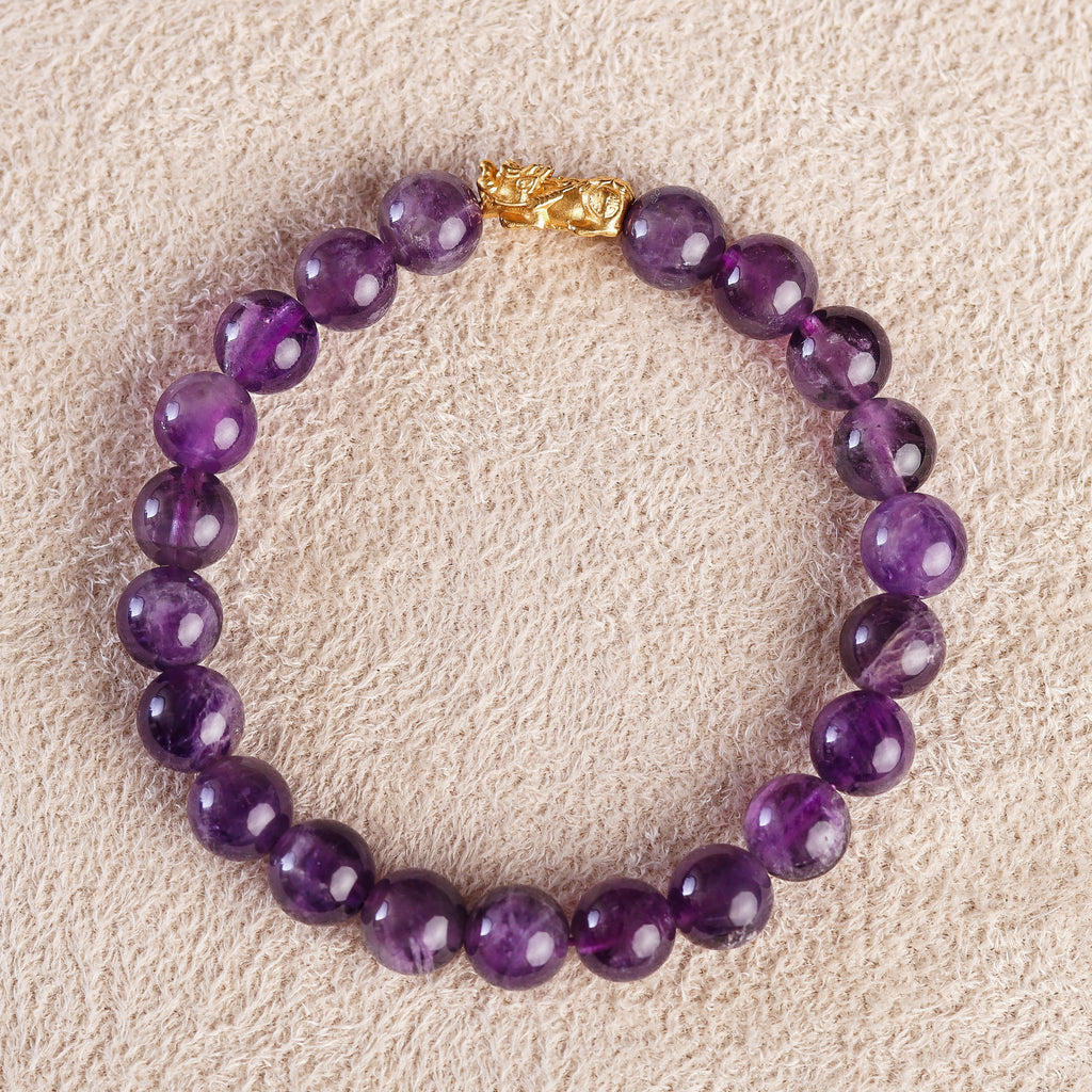 Pi Yao Charm and Purple Amethyst Bracelet