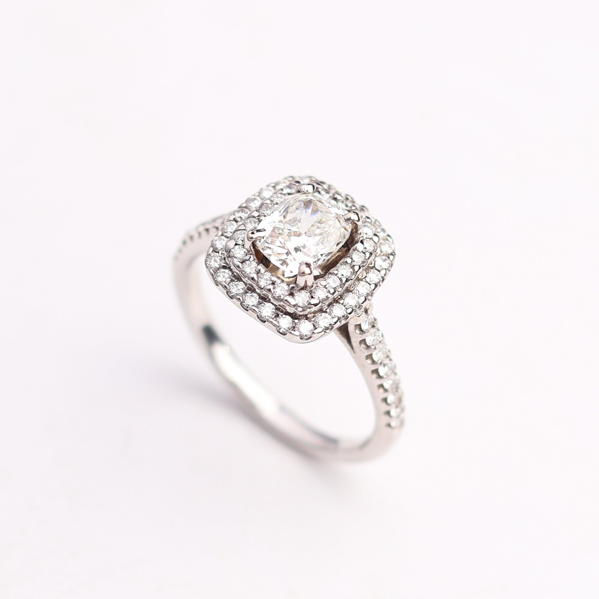 Double Halo Cushion Engagement Ring