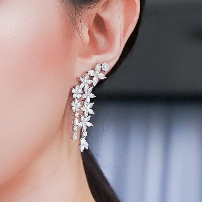 Diamond Floral Statement Earrings