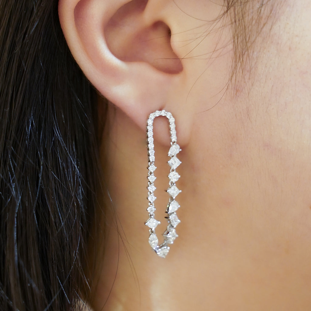 Multi-Shape Diamond Drop Earrings