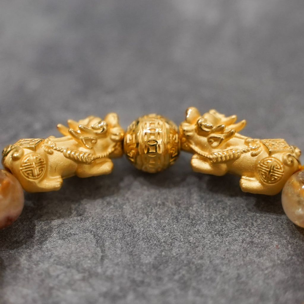 Fortune Ball + Double Pi Yao Charm and Yellow Citrine Bracelet