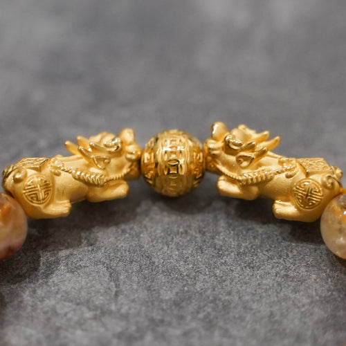 Fortune Ball + Double Pi Yao and Yellow Citrine Charm Bracelet